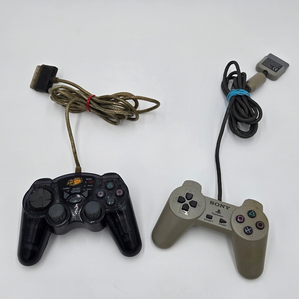Sony PlayStation SCPH-1080 Controller & Mad Catz Dual Force 8026 PS1 Gamepad Lot